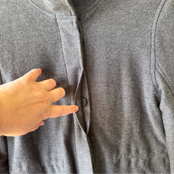 James Perse Gray 100% Cotton Knit Hidden Waist Drawstring Button front Jacket - Picture 4 of 11